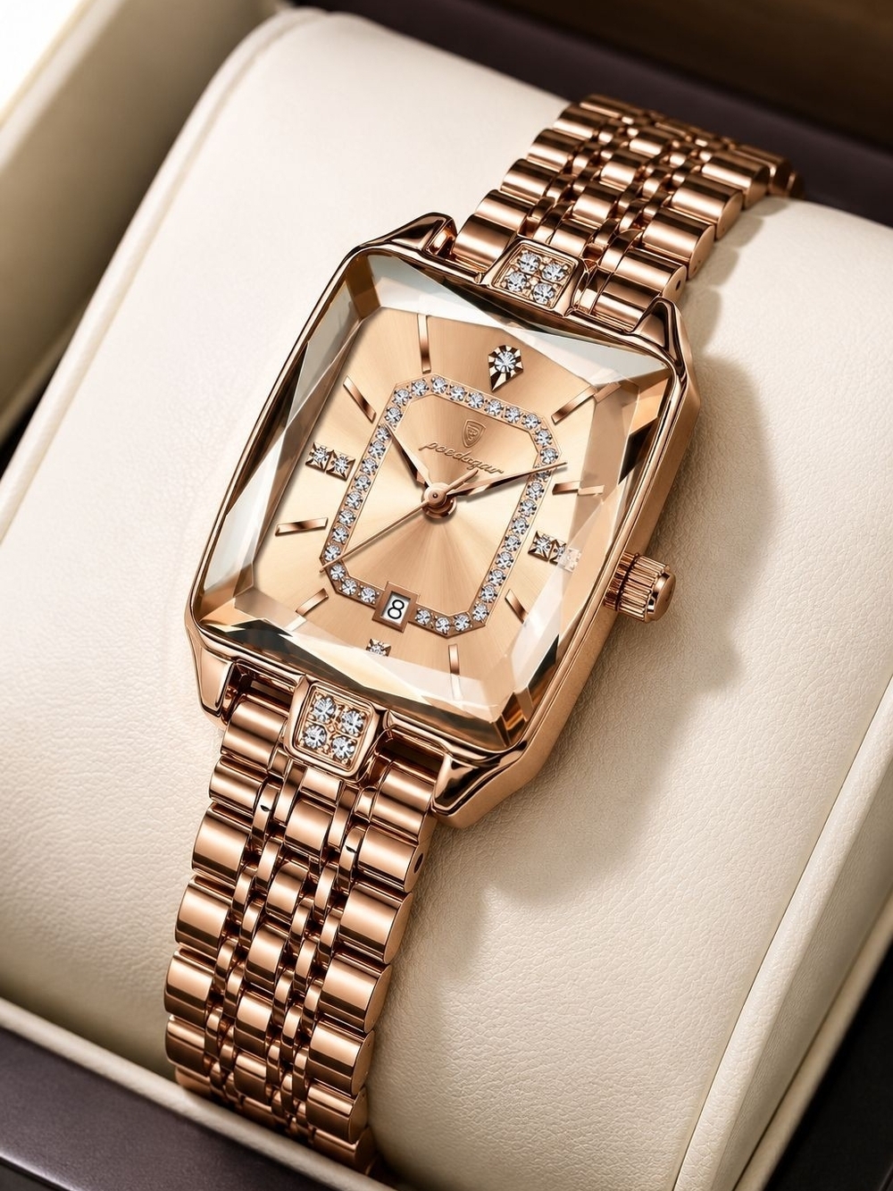 Women's Rose Gold Crystal Accent Bracelet Watch